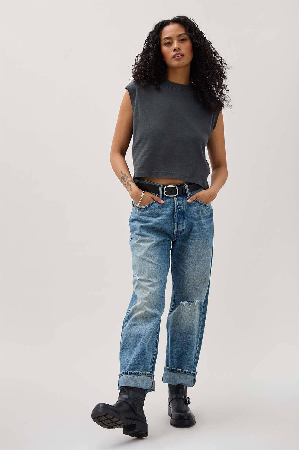 Richer Poorer Relaxed Muscle Tee in Stretch Limo — Full-body view