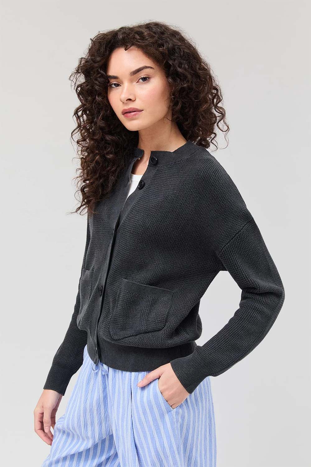 Richer Poorer - Dune Cardigan - Black - Side