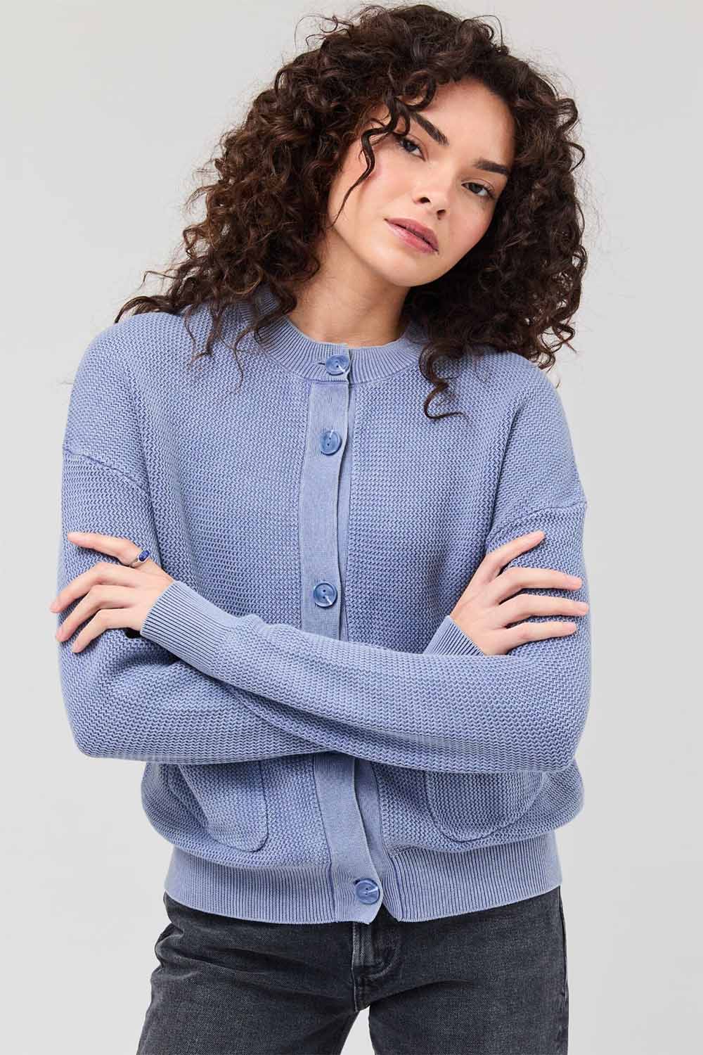 Richer Poorer - Dune Cardigan - Vintage Indigo - Front