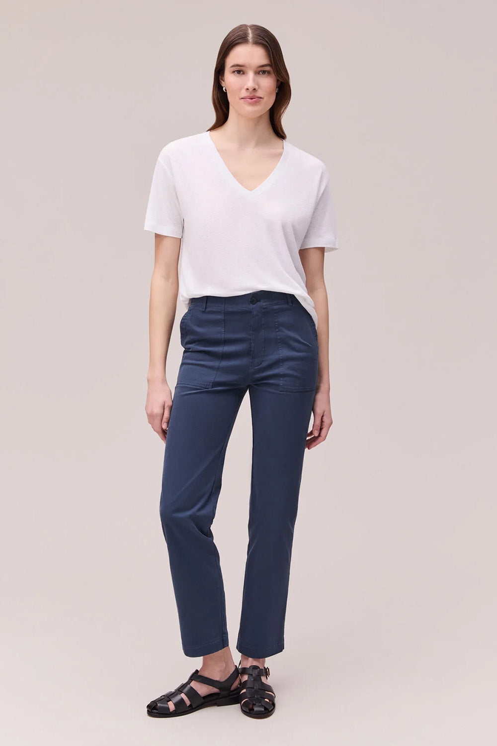 richer poorer linen jersey v neck tee white 