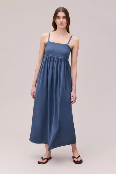 richer poorer linen maxi dress vintage indigo front