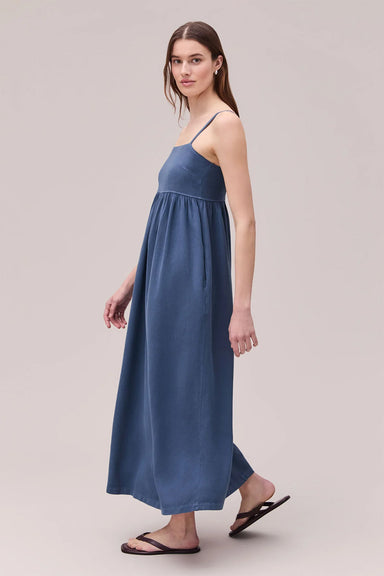 richer poorer linen maxi dress vintage indigo side