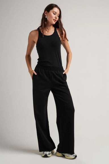 Richer Poorer - Recycled Fleece Wide Leg Pant - Black - Front