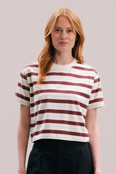 Richer Poorer Recycled Stripe Tee in Red Stripe — Front view