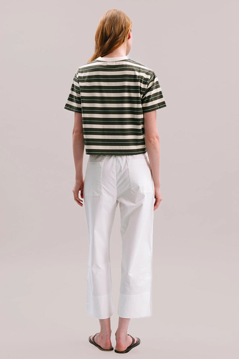 richer poorer recycled stripe tee surplus green stripe back