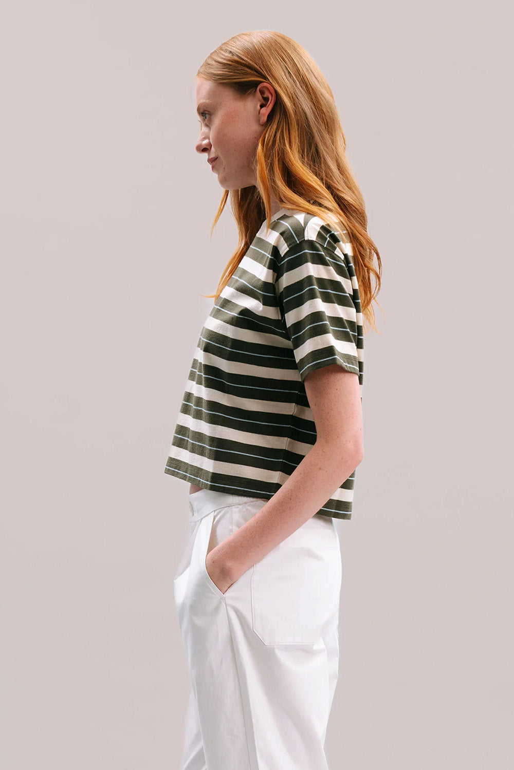 richer poorer recycled stripe tee surplus green stripeside