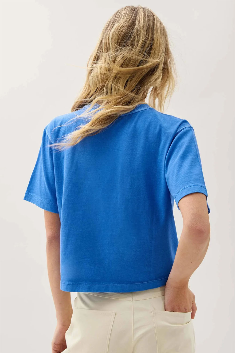 Richer Poorer - Relaxed SS Crop - Pop Blue - Back