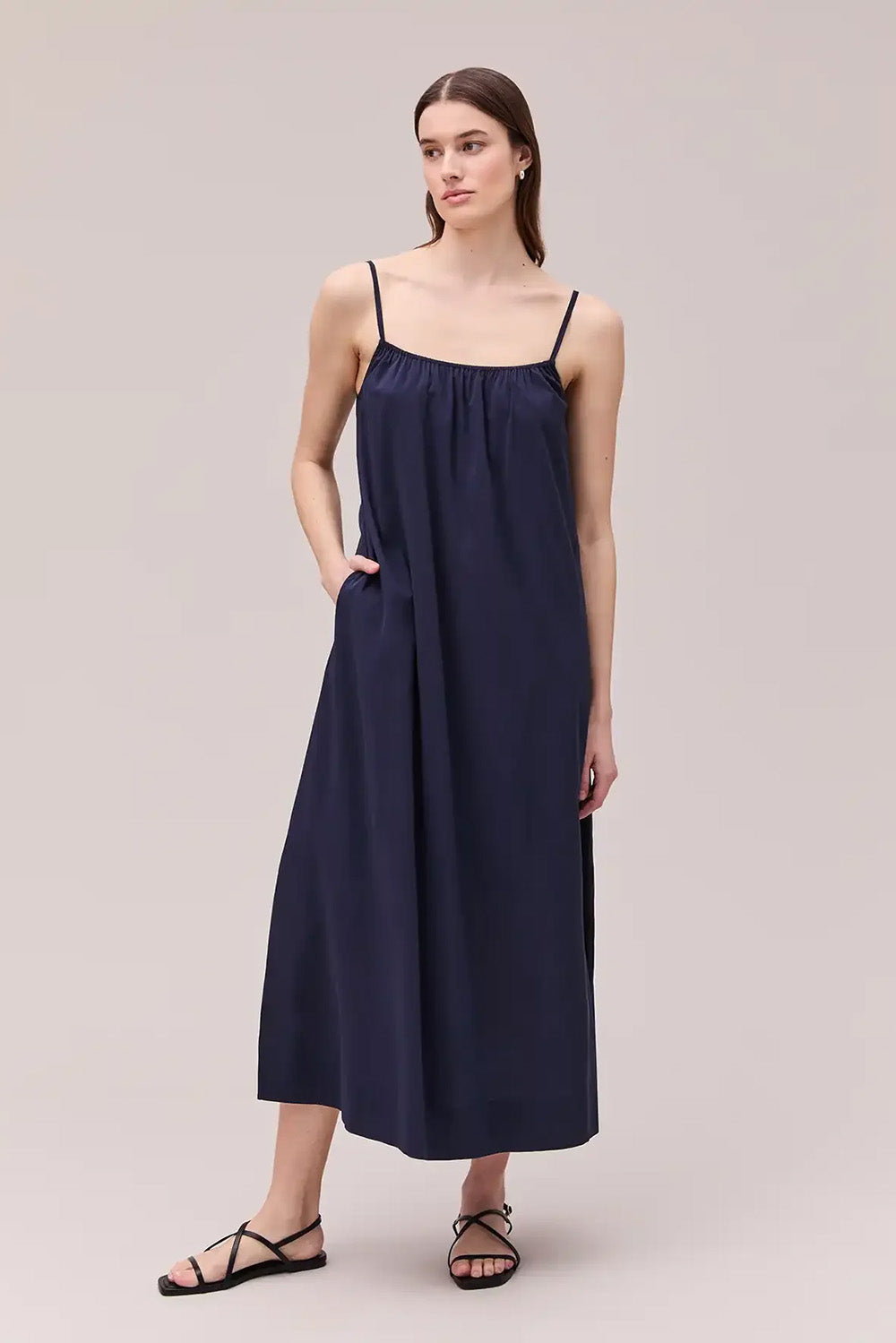 richer poorer the breezy cotton dress evening blue front