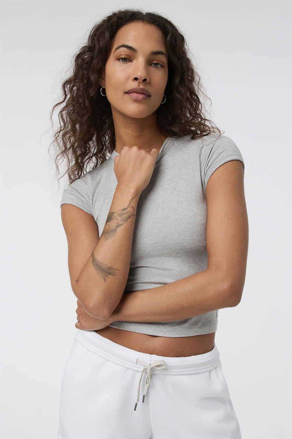 Vuori - Halo Baby Tee - Pale Grey Heather - Detail