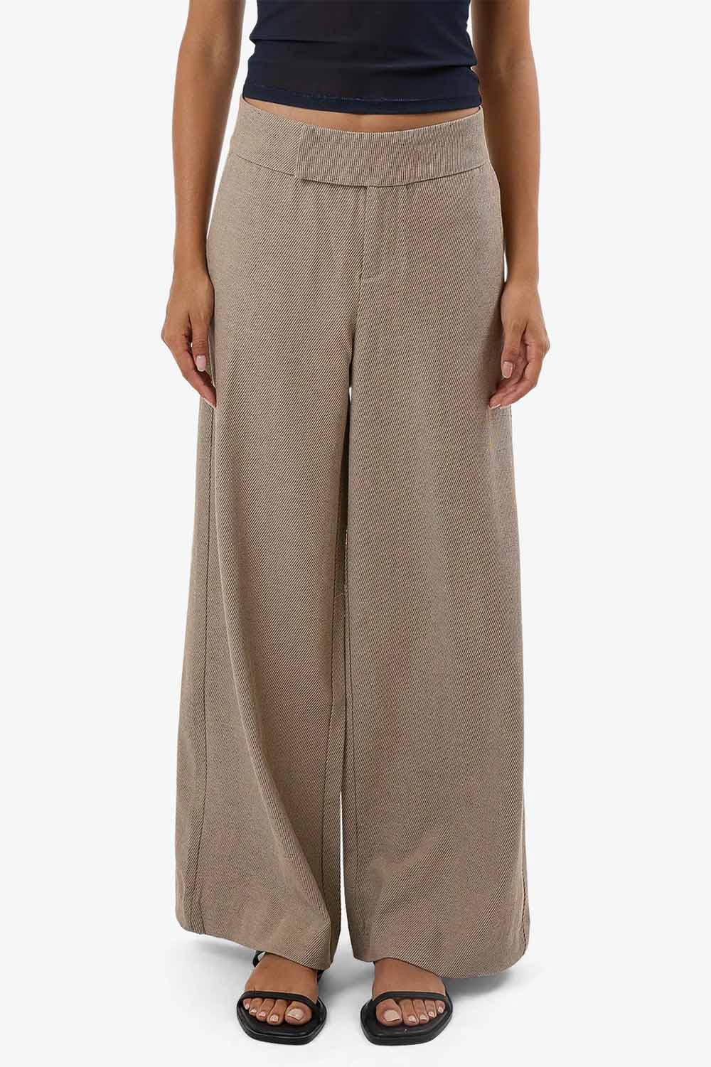 Thrills - Christina Twill Trouser - Tan Black - Front