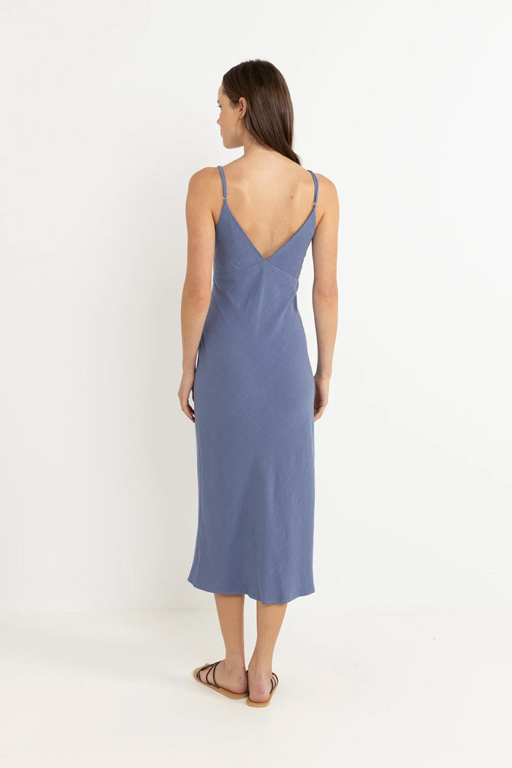 Rhythm - Lily Bias Cut Midi Dress - Ink - Back