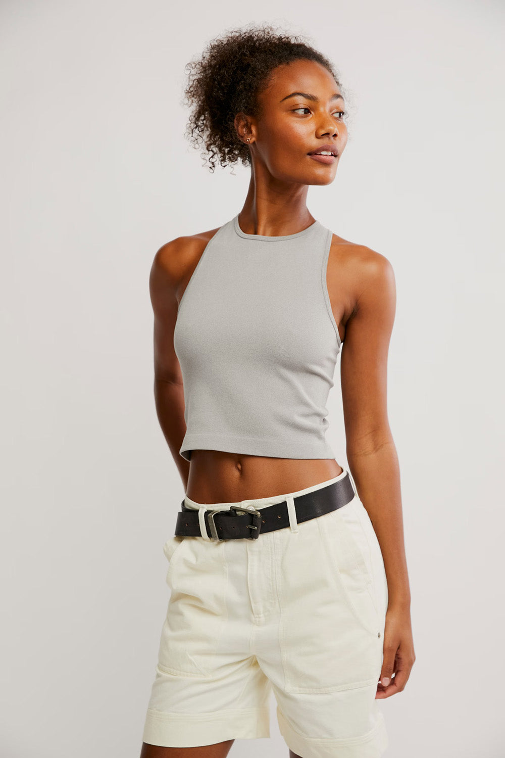 Free People - Hayley Racerback Brami - Heather Grey - Front