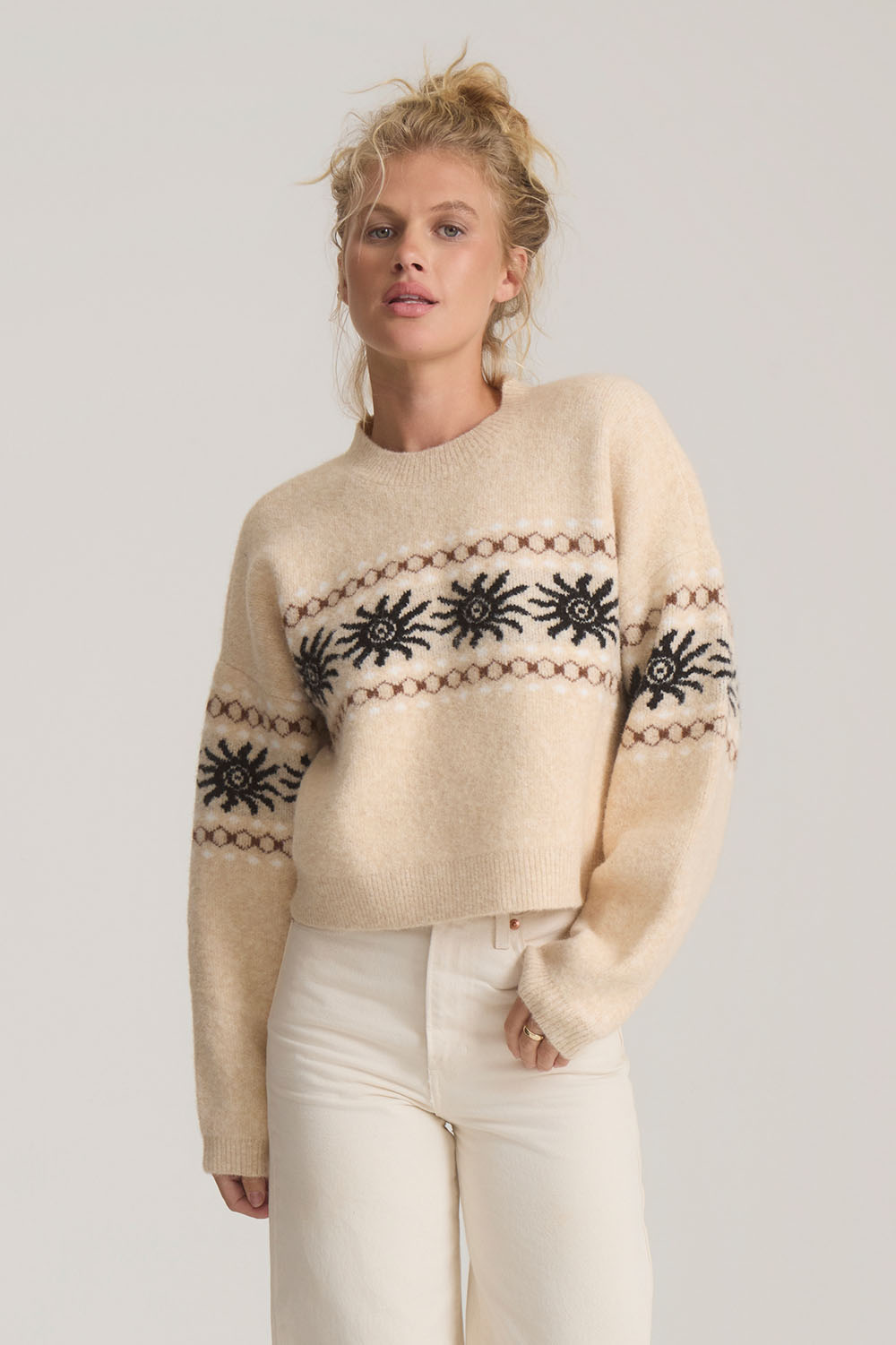 Roark Revival Kos Sweater in Bone — Quarter view
