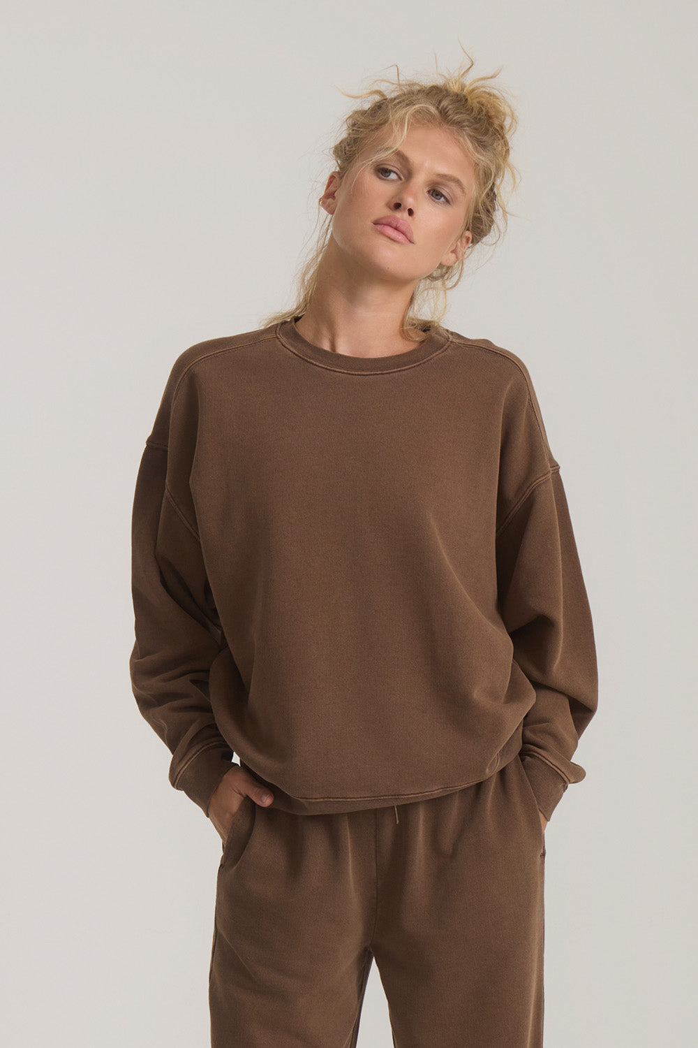 Roark Revival Made To Fade Fleece in Coco Bean — Front view
