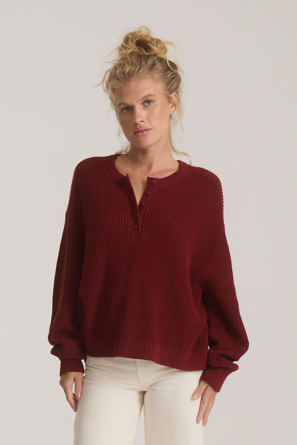 Roark Revival Made To Fade Sweater in Cherrywood — Front view