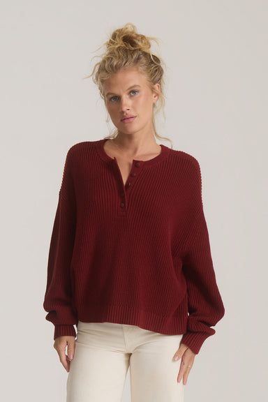 Roark Revival Made To Fade Sweater in Cherrywood — Front view
