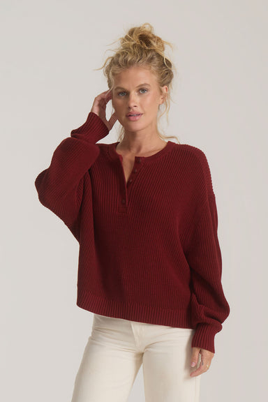 Roark Revival Made To Fade Sweater in Cherrywood — Quarter view
