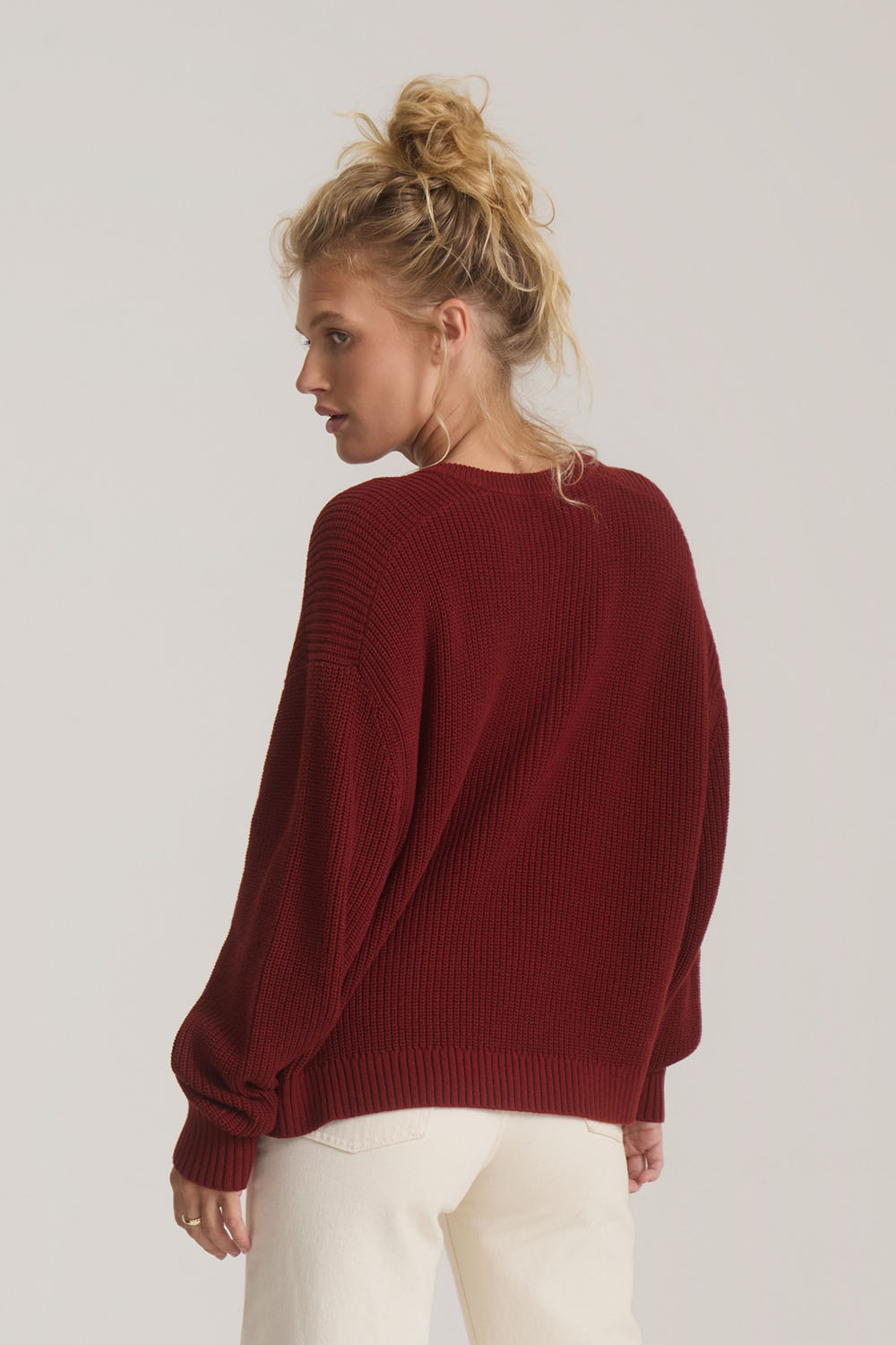 Roark Revival Made To Fade Sweater in Cherrywood — Side view