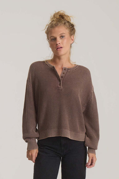 Roark Revival Made To Fade Sweater in Coco Bean — Front view