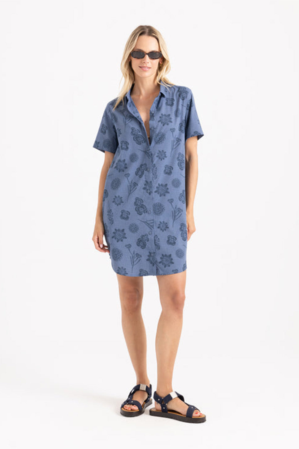 roark bless up dress washed indigo front 