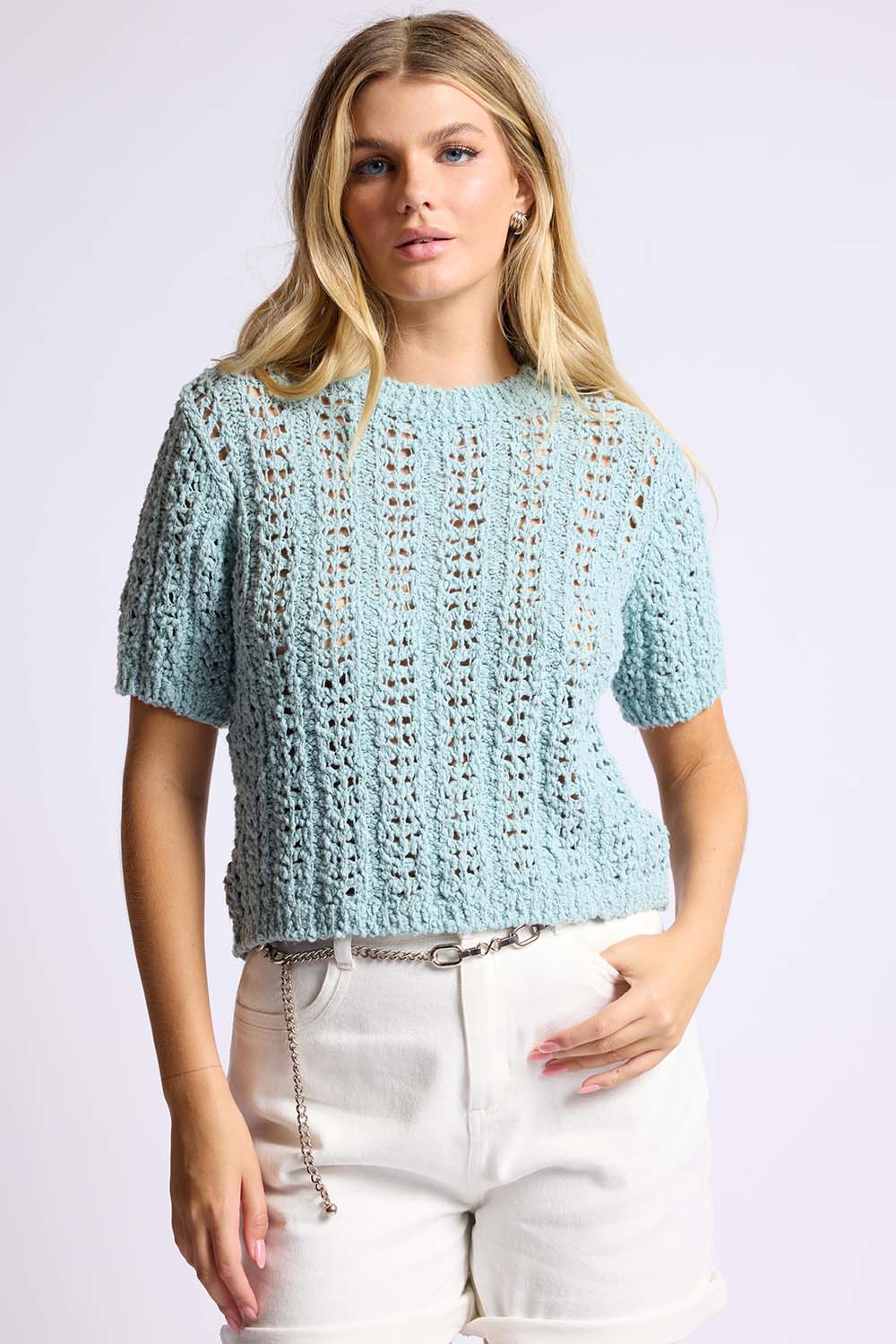 Sage the Label - Peruse Sweater - Light Blue - Front