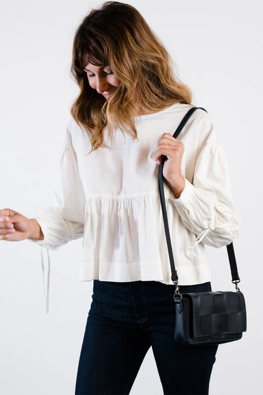 Able - Mini Flap Woven Crossbody - Black - Model