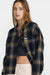 RVCA Bonito Boxy Flannel in Black — Front view, close crop