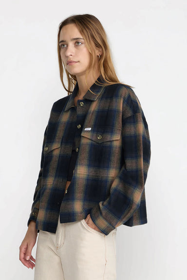 RVCA Bonito Boxy Flannel in Black — Quarter view