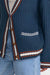 RVCA Camden Cardigan in Blue Slate — Trim detail view