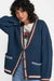 RVCA Camden Cardigan in Blue Slate — Styled view