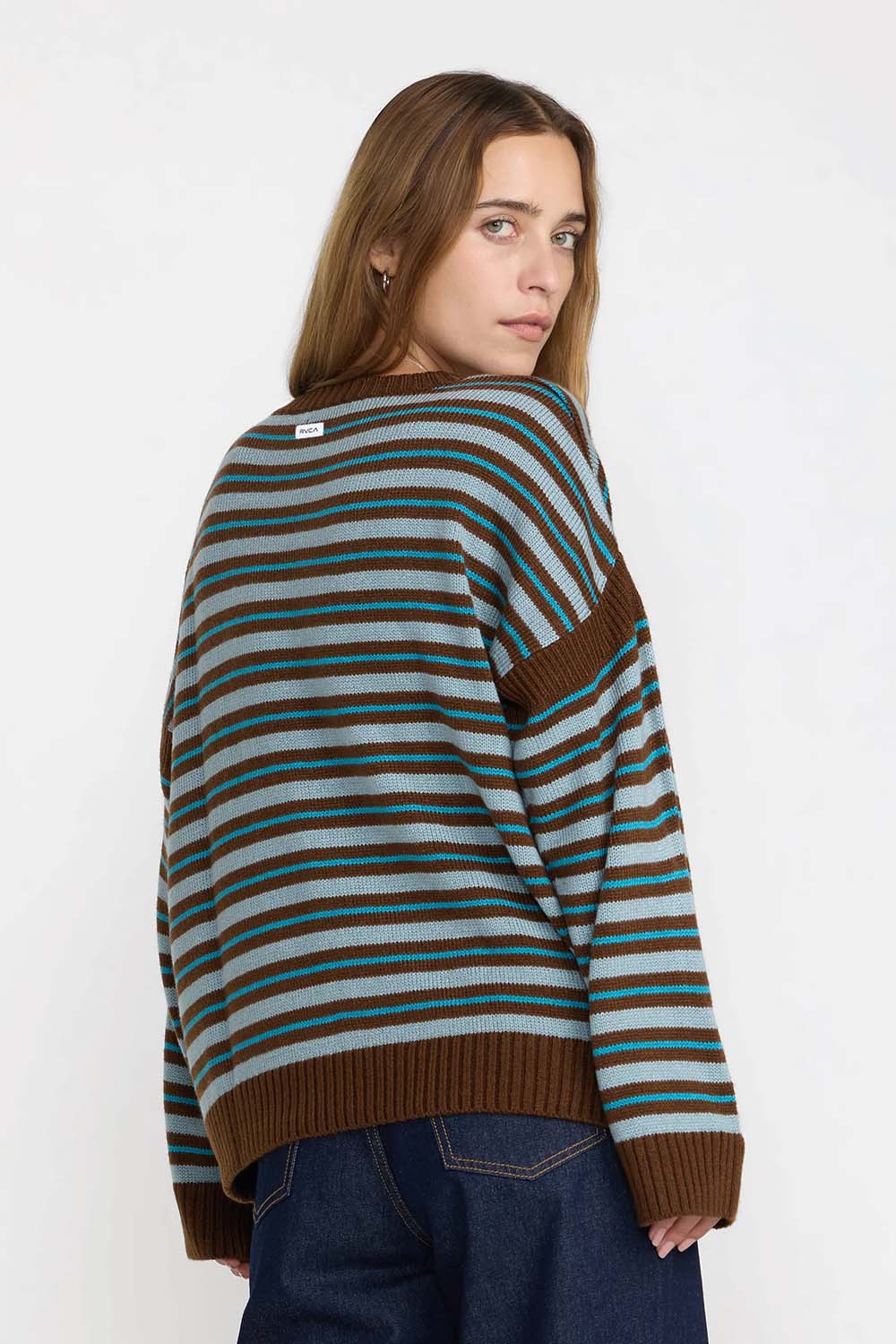 RVCA Frontier Long Sleeve Sweater in Arona Blue — Back view