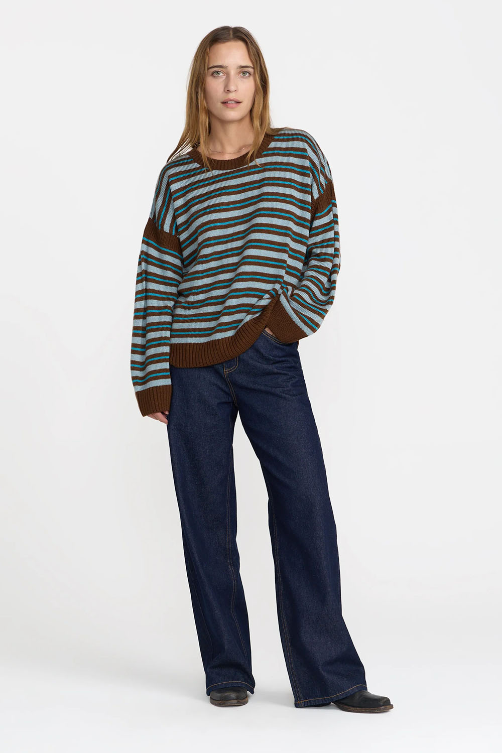 RVCA Frontier Long Sleeve Sweater in Arona Blue — Full-body view