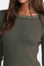 RVCA Metro Long Sleeve Dress in Olive — Fabric detail view