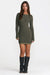 RVCA Metro Long Sleeve Dress in Olive — Full-body view