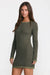 RVCA Metro Long Sleeve Dress in Olive — Quarter view