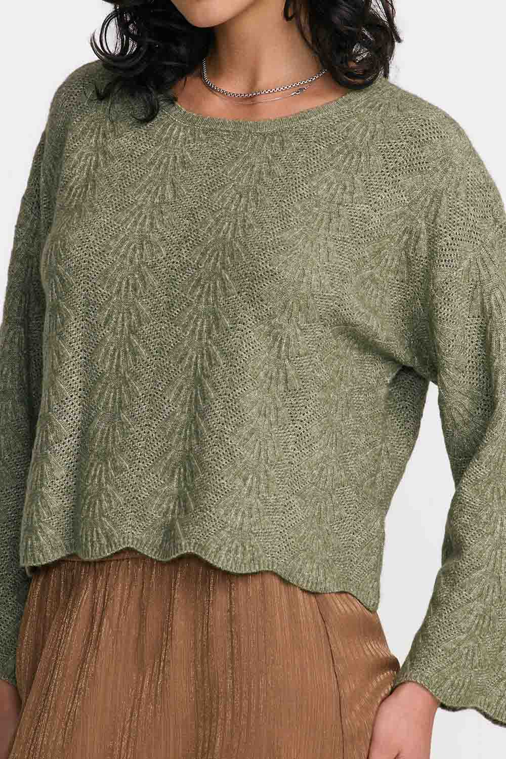 RVCA Sardinia Long Sleeve Sweater in Olive — Front detail view