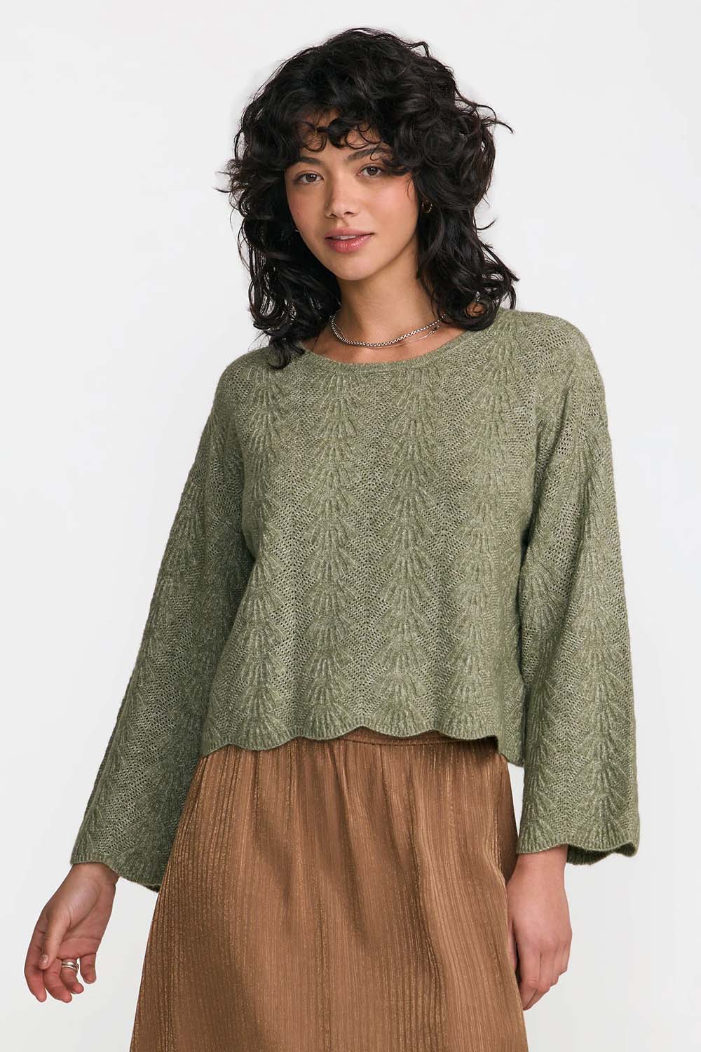 RVCA Sardinia Long Sleeve Sweater in Olive — Front view