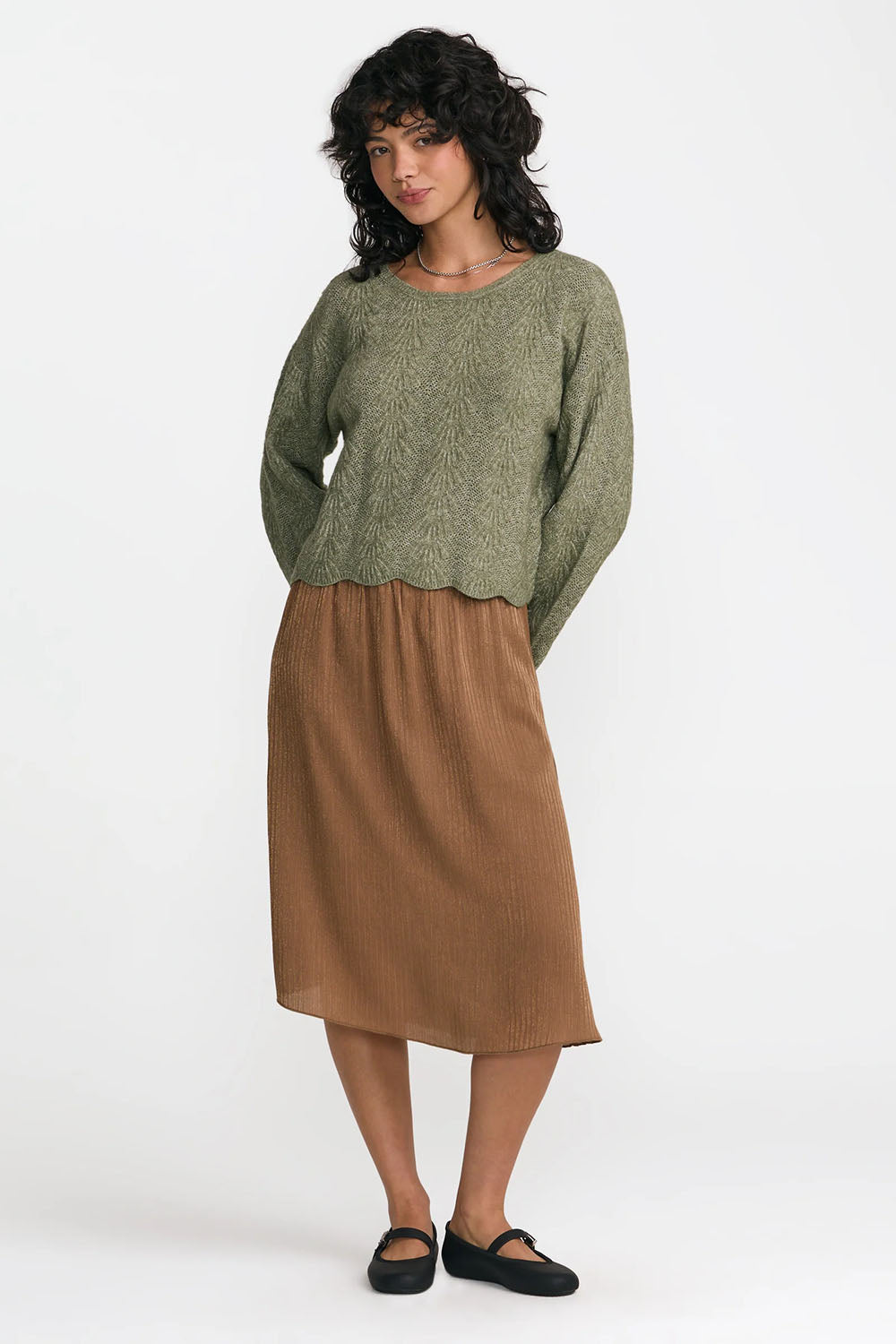 RVCA Sardinia Long Sleeve Sweater in Olive — Full-body view