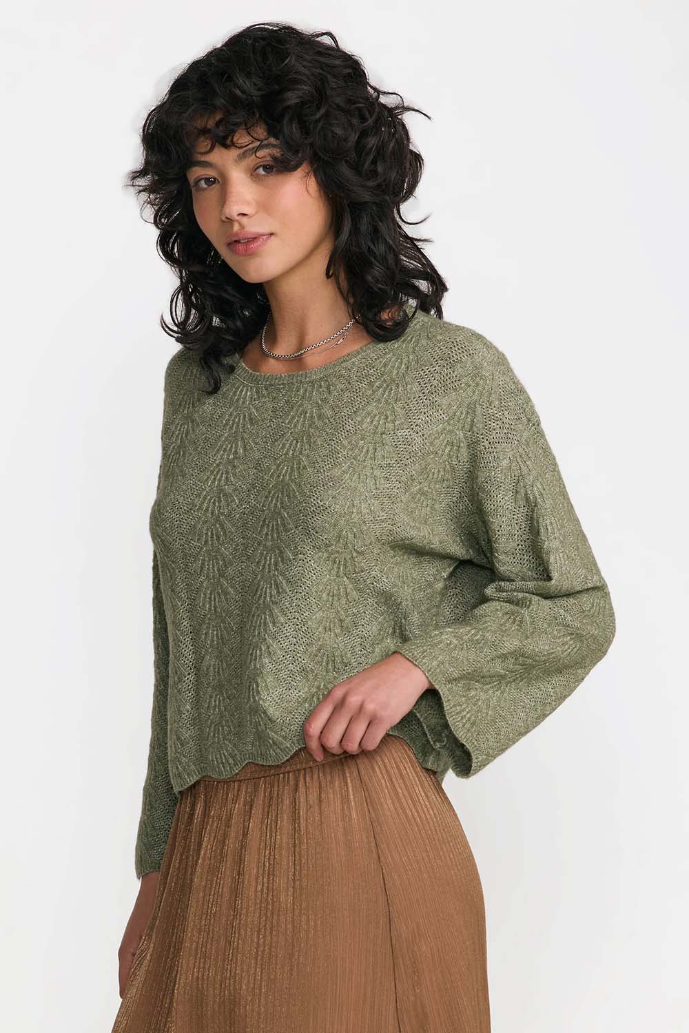 RVCA Sardinia Long Sleeve Sweater in Olive — Quarter view