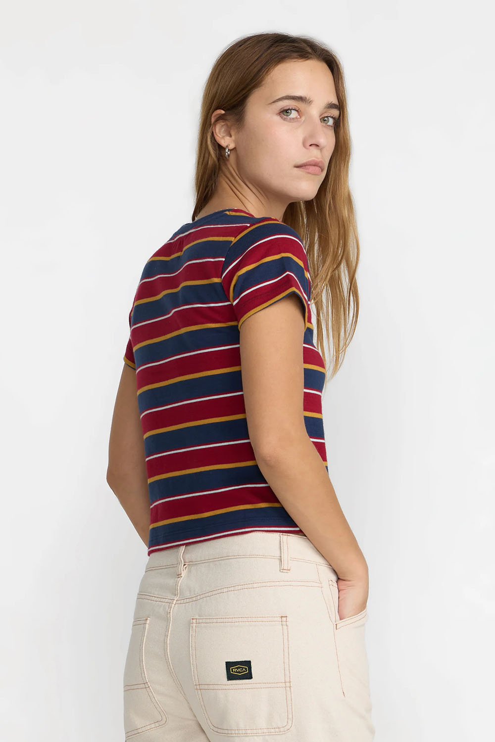 RVCA Unbound Baby Tee in Navy — Back view