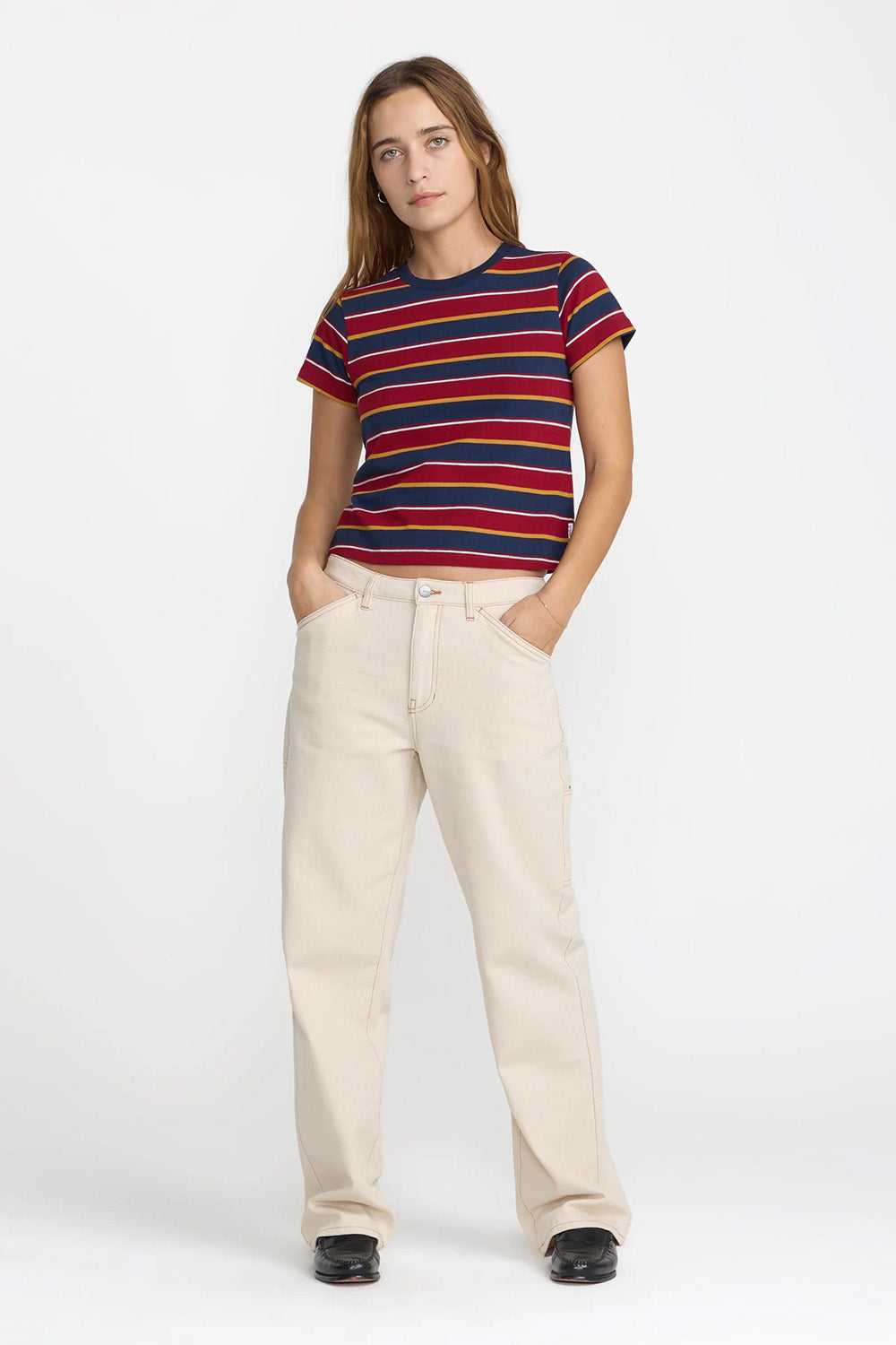RVCA Unbound Baby Tee in Navy — Full-body view