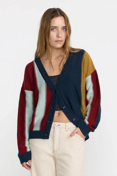 RVCA Unbound Cardigan in Navy — Front view