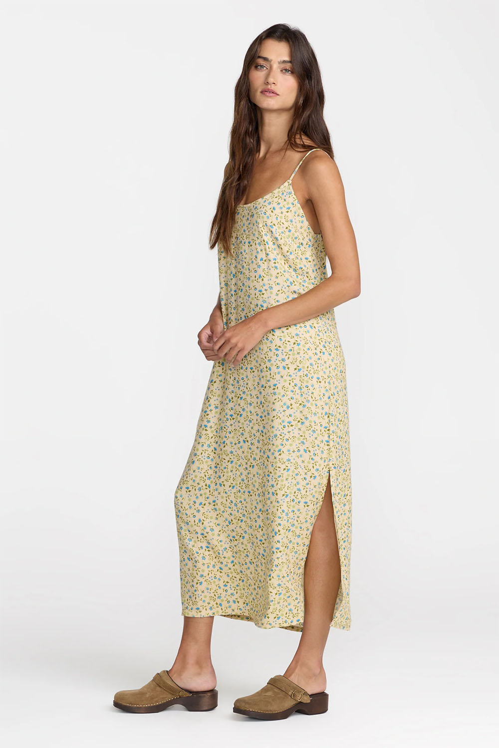 rvca amalfi slip dress light tan side