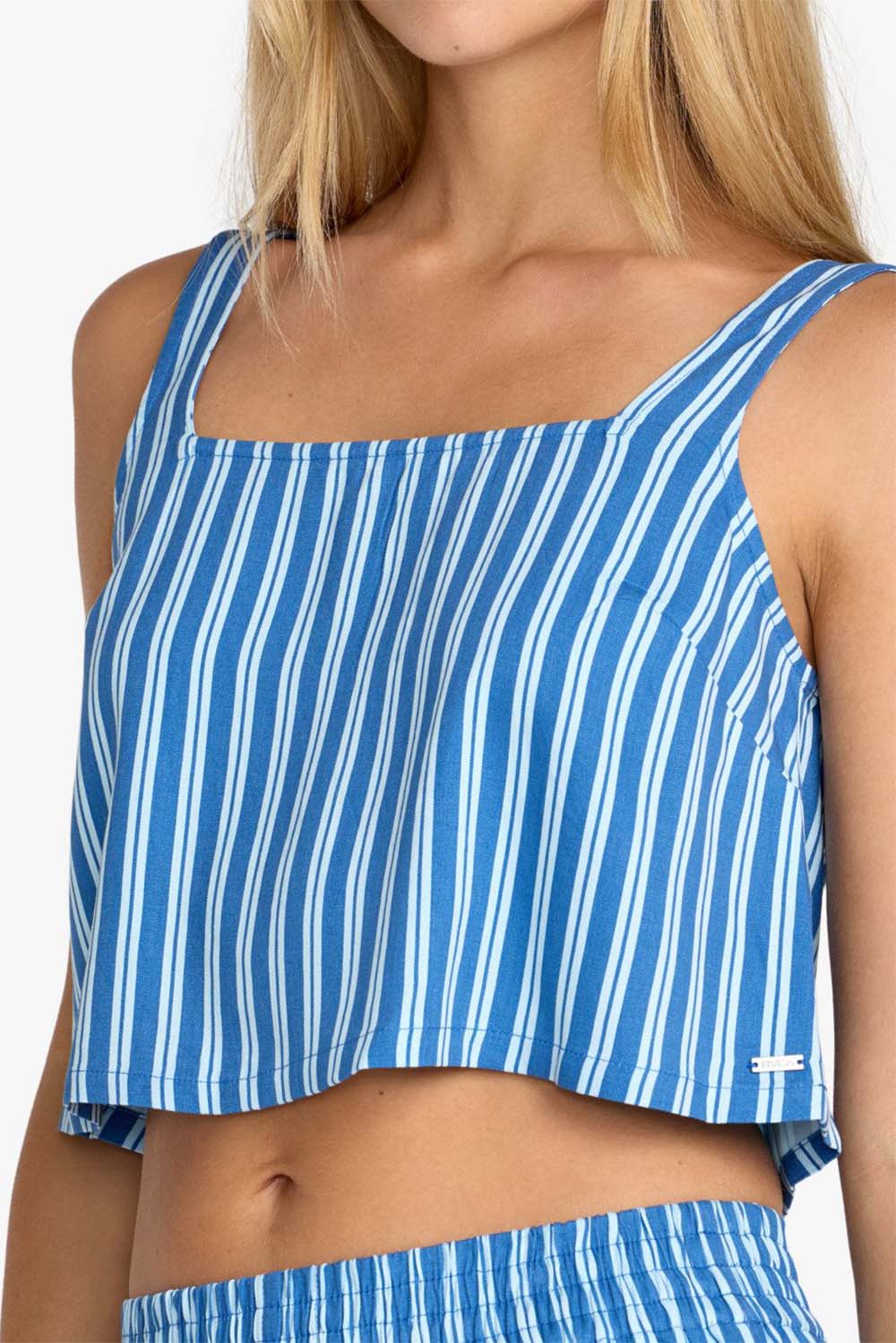 rvca baker top blue relic detail
