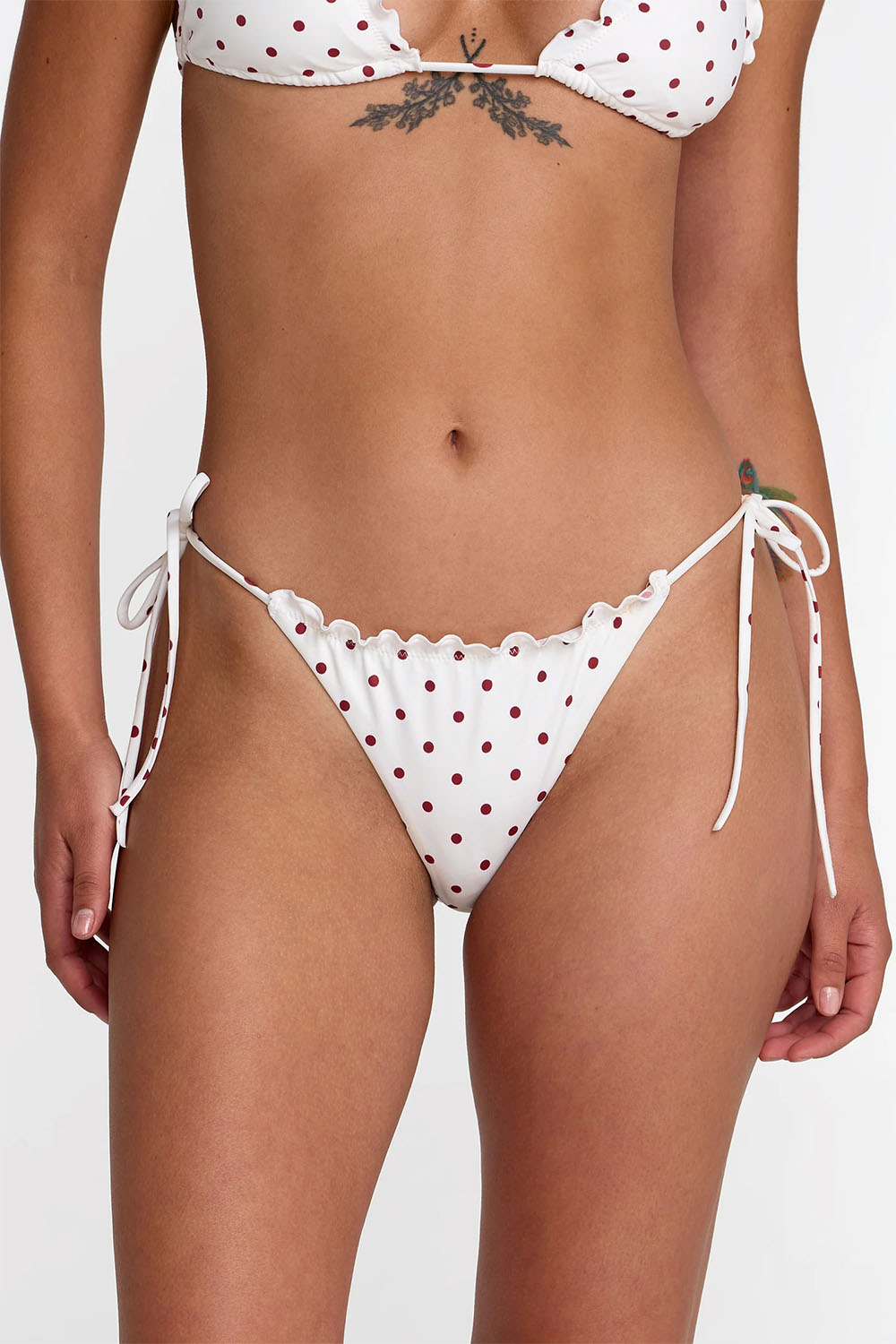 rvca dot ruffle skimpy tie whisper white front