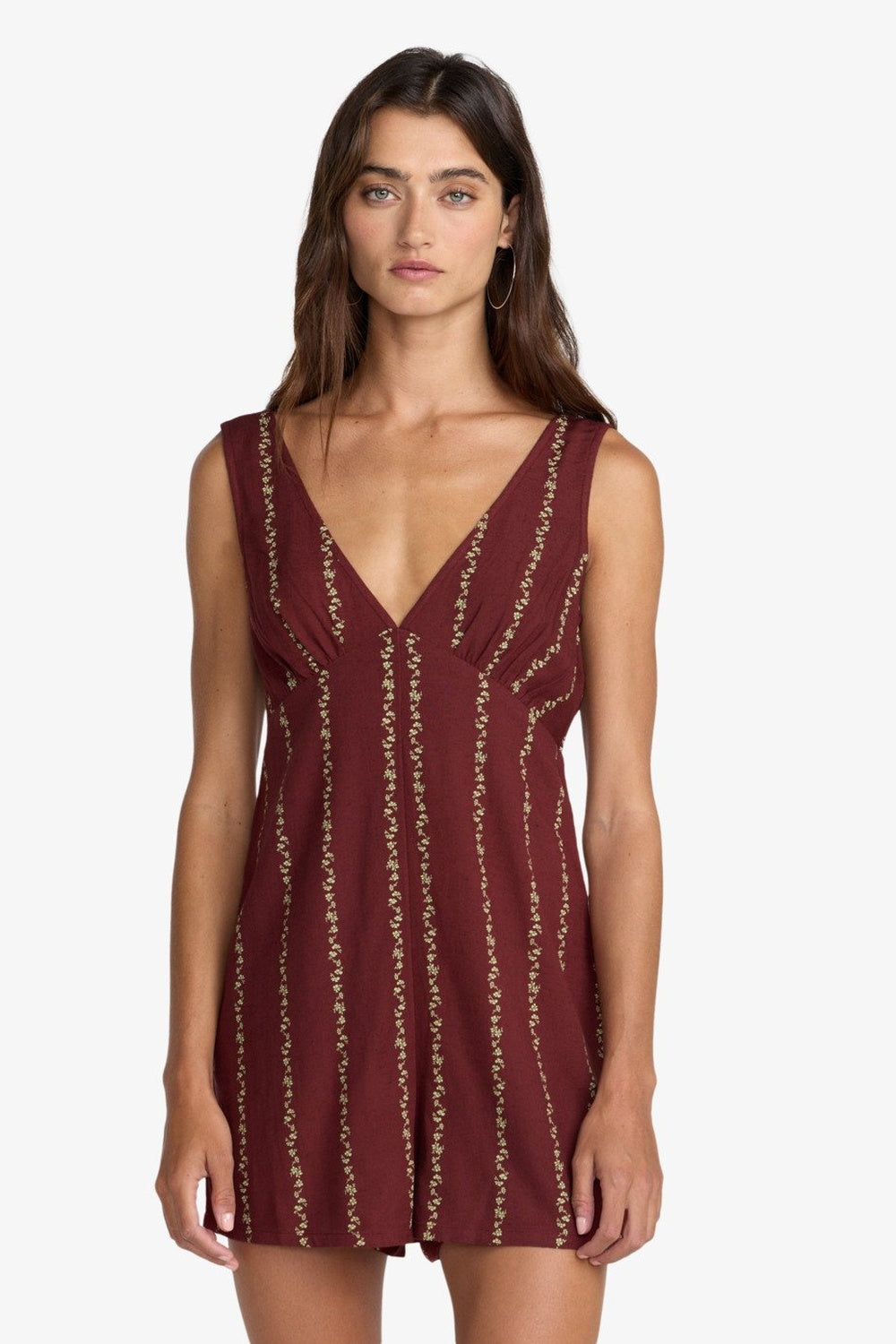 rvca florence romper madder brown front