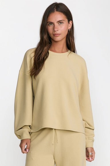 rvca glory waffle pullover crew vintage khaki front