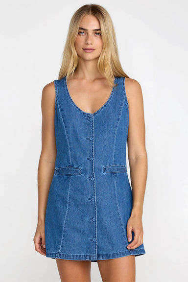 rvca lainey mini dress crystal blue front