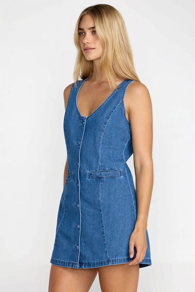 rvca lainey mini dress crystal blue side
