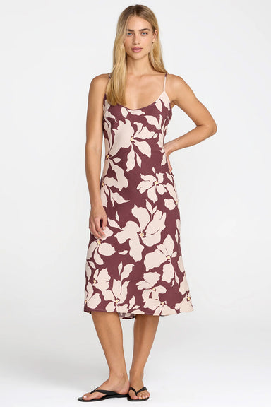 rvca lets dance slip dress terra brown